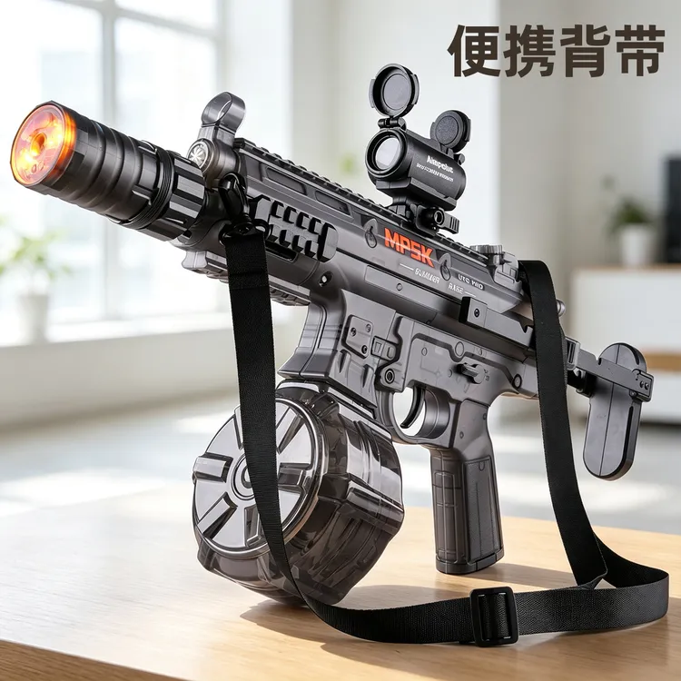 新款MP5K电动自吸水枪高速回膛连发喷水枪火光高压强力大容量喷水