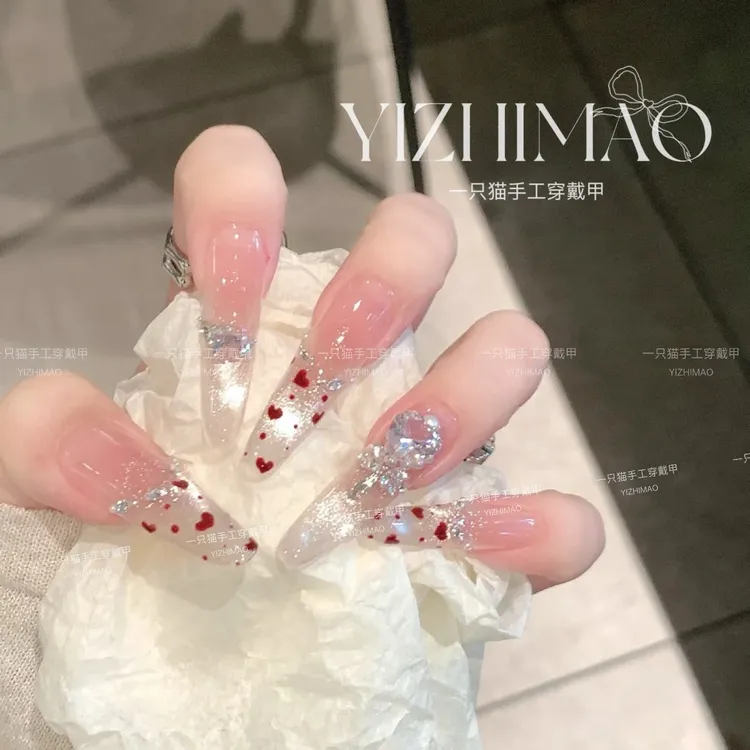 【爱心岛屿】纯手工穿戴冰透氛围感贴钻爆闪法式爱心猫眼饰品