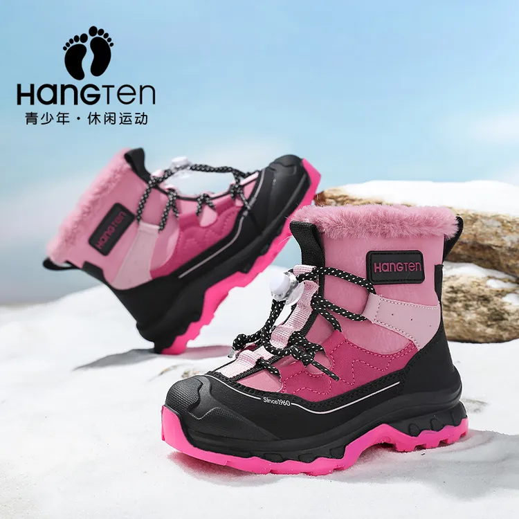 美国欢腾冬季大棉户外爆款高帮加绒加厚保暖男童女童防滑雪地靴商品图