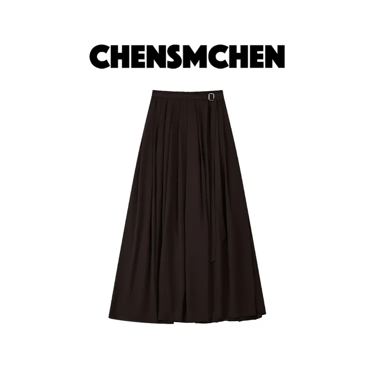 CHENSMCHEN 褶皱半身裙女士秋冬时尚气质高腰百褶裙CSQ8766LC