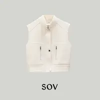 SOV "小初雪" 780g100支同源黄金澳毛  100%羊毛罗纹立领马甲