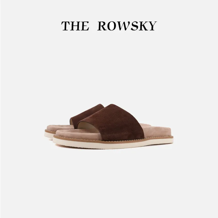 THE ROWSKY杨圣坤男士夏季意式顶奢牛反绒皮一字拖拖鞋SK256351