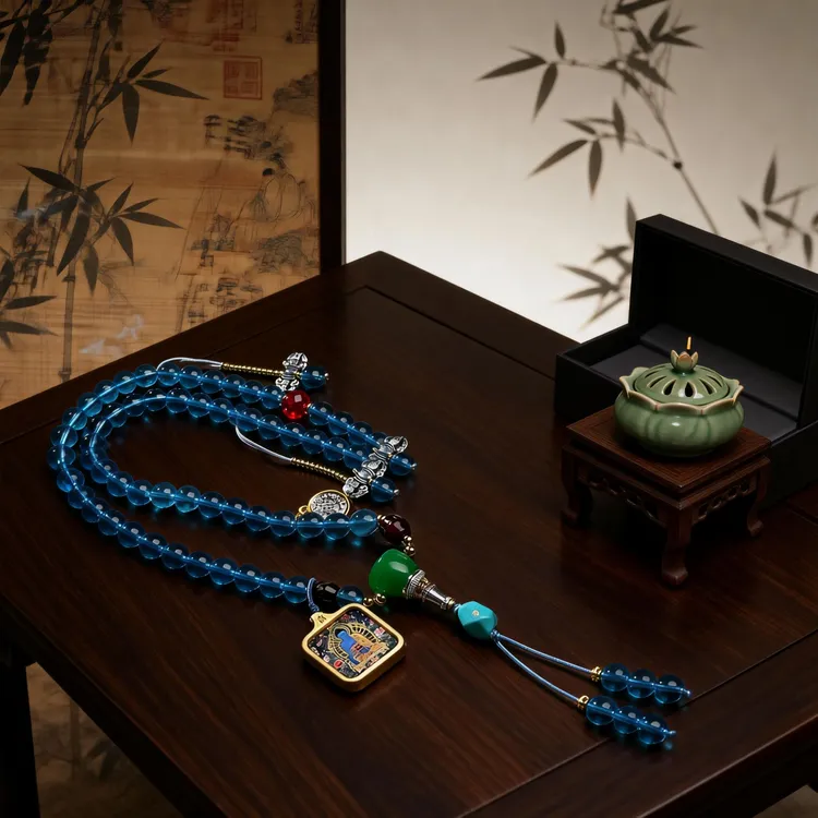 文玩 药师琉璃108念珠手串+药师吊坠