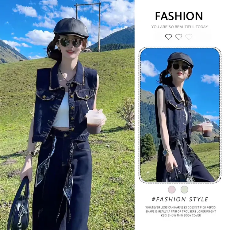 欧货复古牛仔马甲女款洋气时髦秋季小个子叠穿坎肩无袖上衣小外套