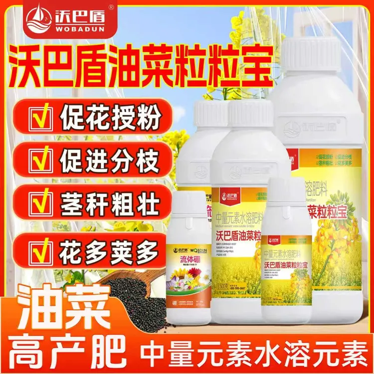沃巴盾油菜粒粒饱促花授粉茎秆粗壮提质增产籽粒饱抗倒伏叶面肥商品图