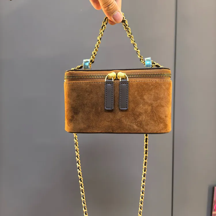 磨砂头层牛皮双金球盒子包2025新款包包女式链条包小香风包小众包