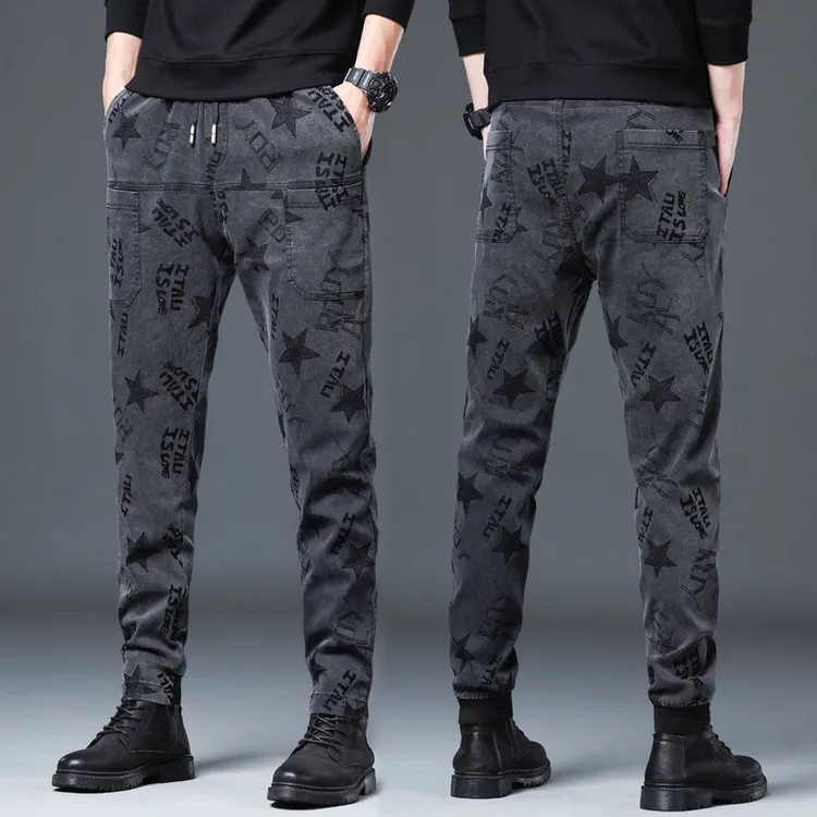 【重工提花  六口袋】秋冬直筒休闲裤男士宽松时尚百搭弹力多袋长裤