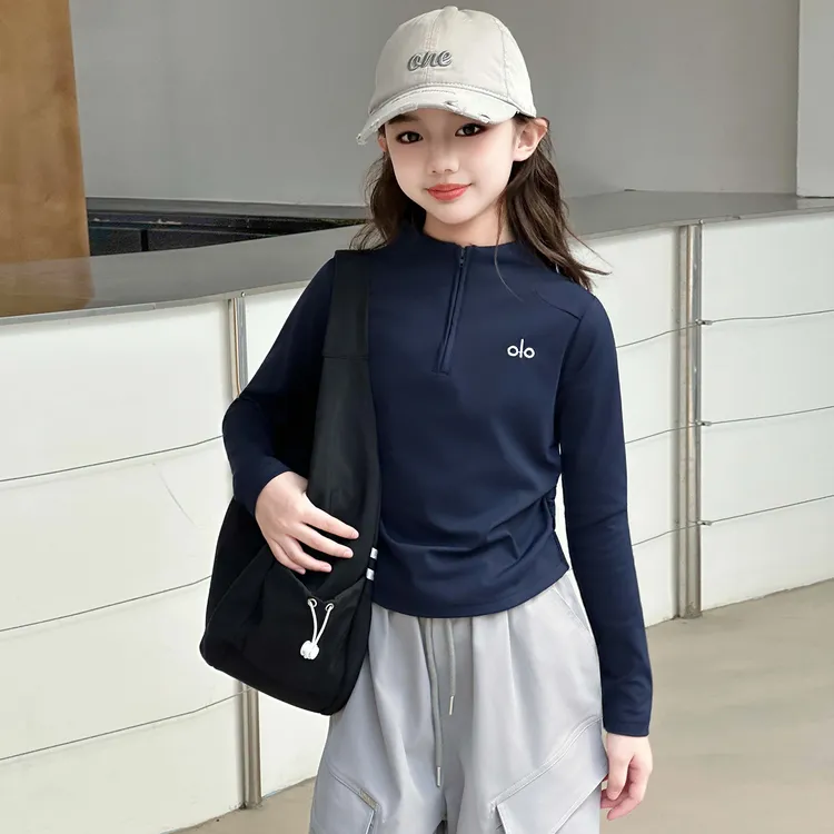 女童秋冬加绒打底衫2025新款中大童拉链长袖t恤冬装儿童修身上衣