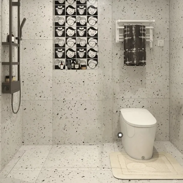 奶茶服装店餐厅阳台60X60仿古水磨石灰色防滑地板砖水磨石瓷砖