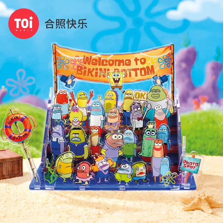 TOI图益拼图海绵宝宝路人鱼玩具立体摆件比奇堡丑鱼立牌合照快乐