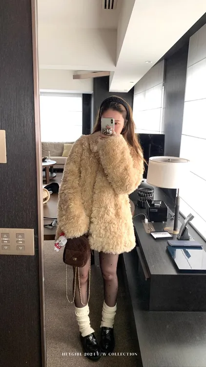 【一一专属】人造皮草 韩女托卡 高级感环保皮草女冬季加厚翻领毛绒绒外套