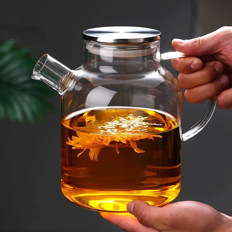 1800毫升冷水壶大容量家用煮茶泡茶壶高硼硅透明凉水壶耐热