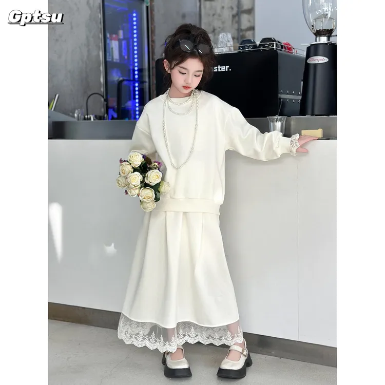 GPTSu女童套装裙秋装2025洋气中大童春秋儿童好看卫衣半身裙衣服