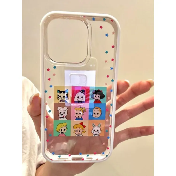 卡通彩色星星九宫格原田治插画适用iPhone16promax苹果15手机壳14