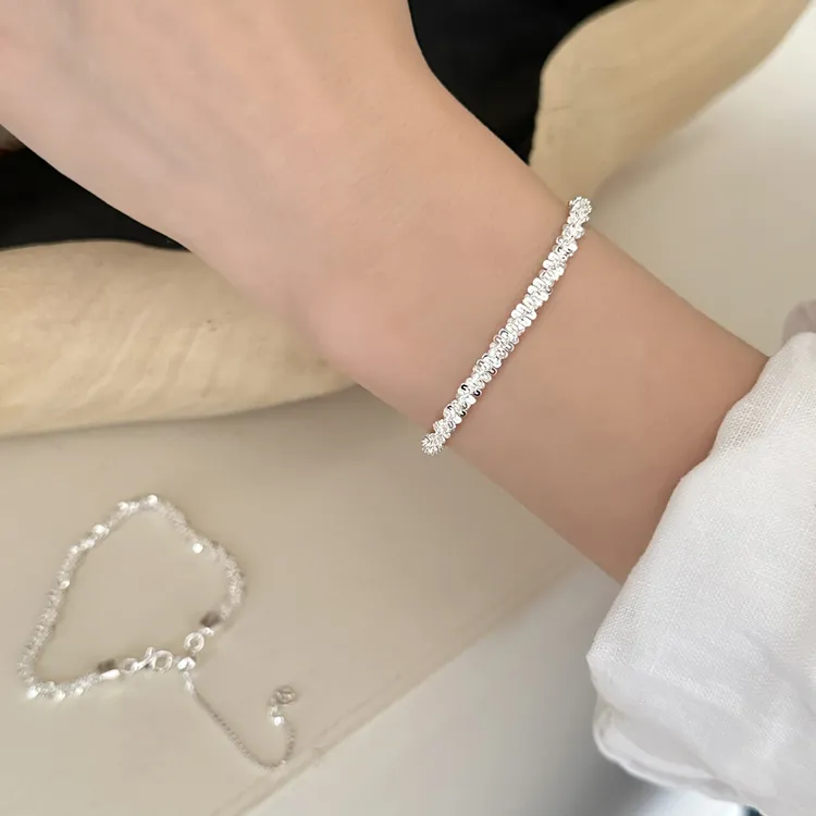 925银手链 ins风时尚简约粗波光粼粼满天星手链 3061