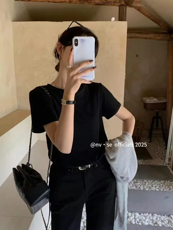 2025新款夏季经典纯色百搭单品圆领