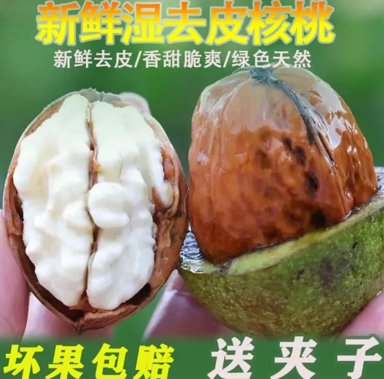 【高山老树核桃】新鲜去青皮湿核桃当季孕妇水果零食生吃薄脆皮核桃