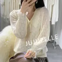 娃娃领蕾丝边2025秋季新款设计感洋气毛衣针织打底衫女士套头上衣