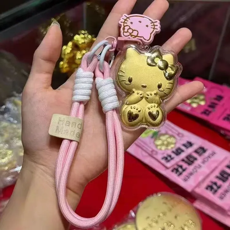 可爱立体粉色金KT猫挂件手机挂绳钥匙扣相机挂饰送女友通用