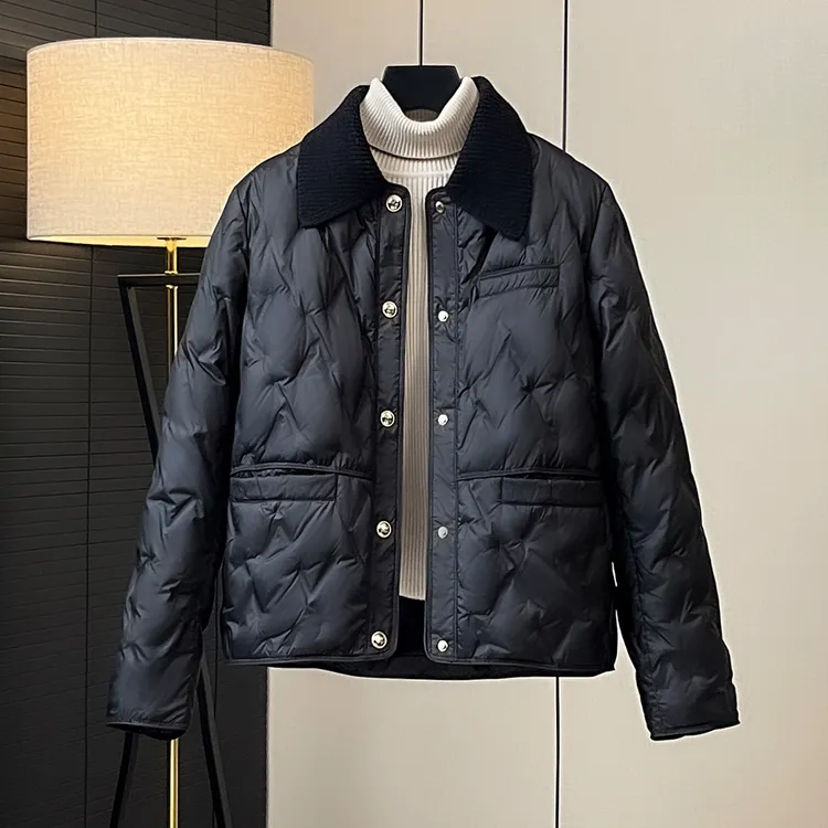 简约通勤90绒子短款羽绒服女冬季新款休闲百搭气质外套轻薄小香风