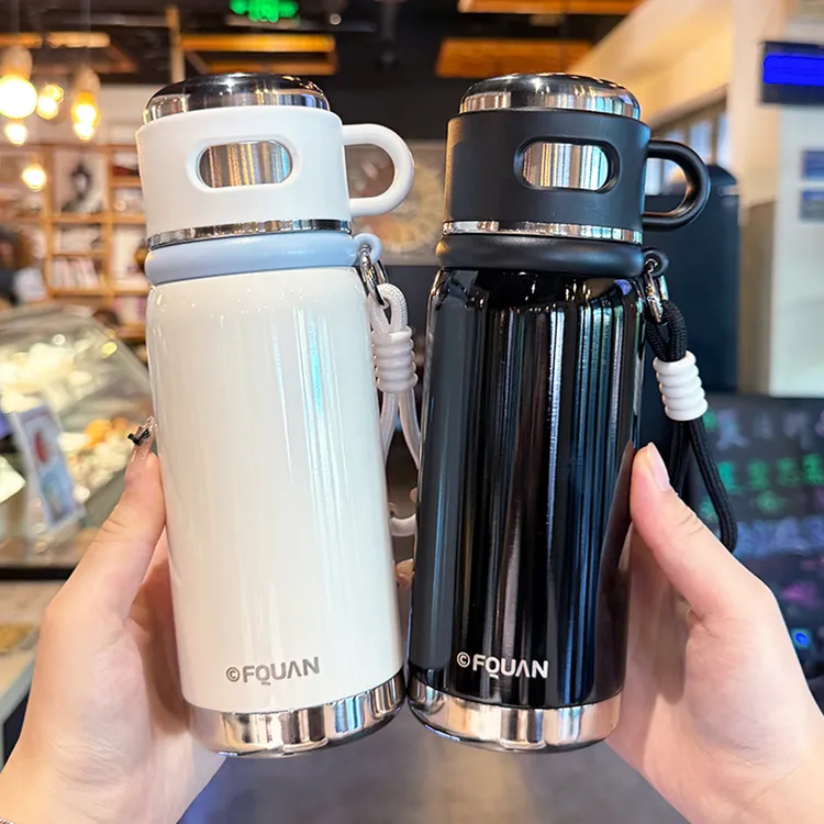 简约保温杯女生高颜值2025新款吸管水杯男款学生上学专用便携杯子