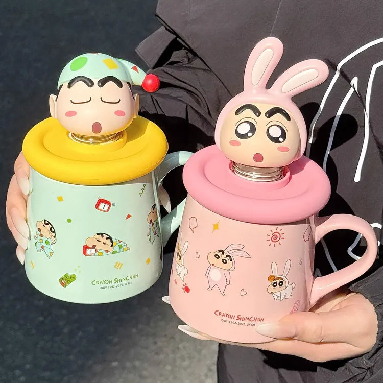 可爱小新陶瓷杯高颜值可爱马克杯宿舍早餐大容量咖啡杯学生随手杯