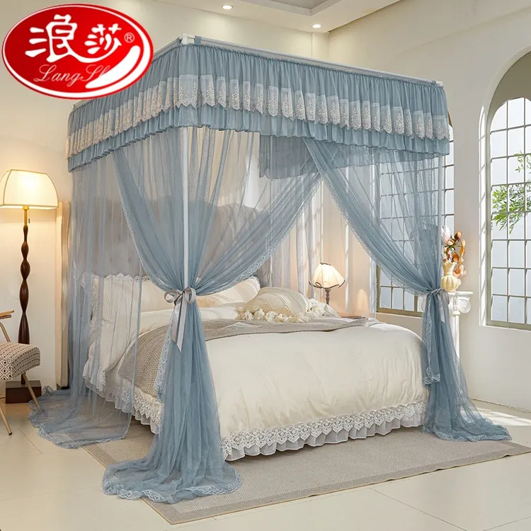 【浪莎品牌】新款公主风落地免安装蚊帐加密全罩式三开门1米8大床