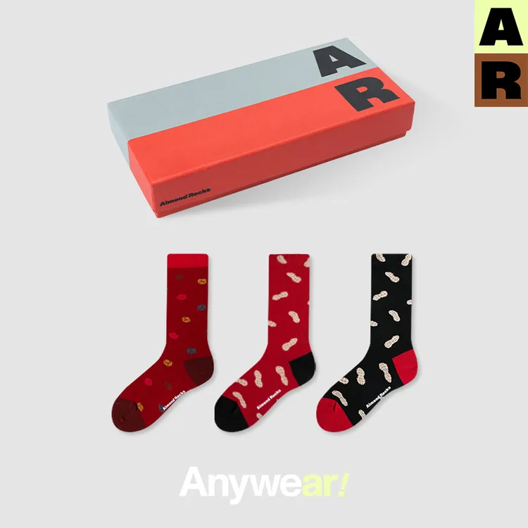 AR原创新年好事花生中筒袜组合