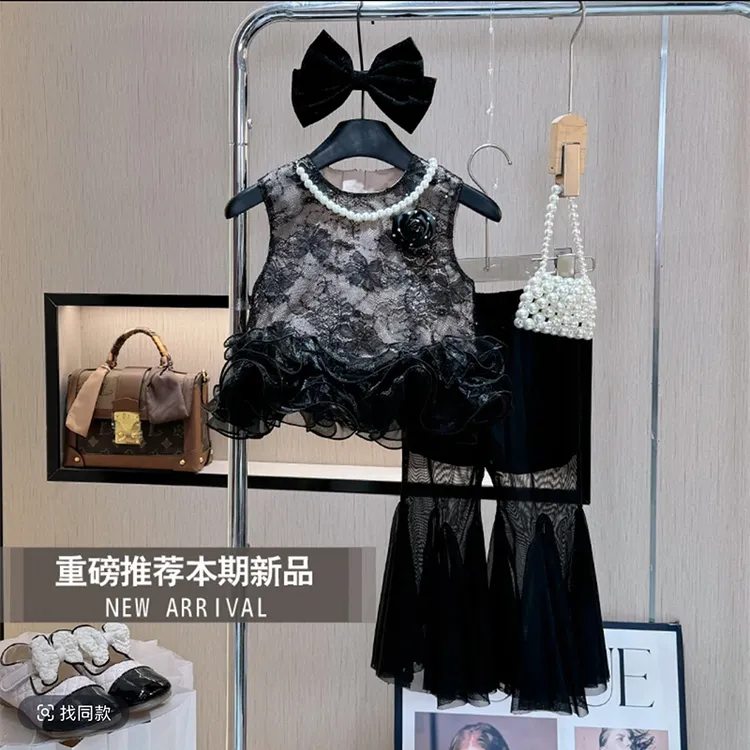 女童夏装套装2025新款洋气儿童装夏季韩系宝宝无袖上衣两件套网红