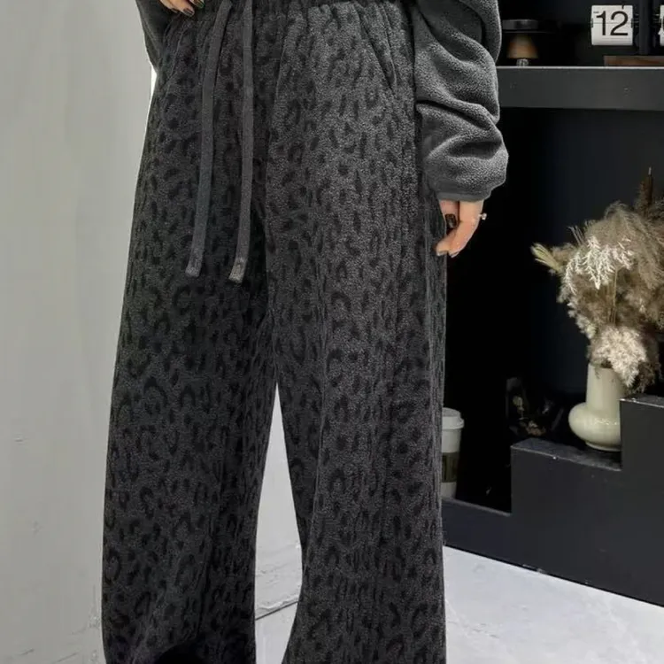 9525加绒加厚豹纹裤