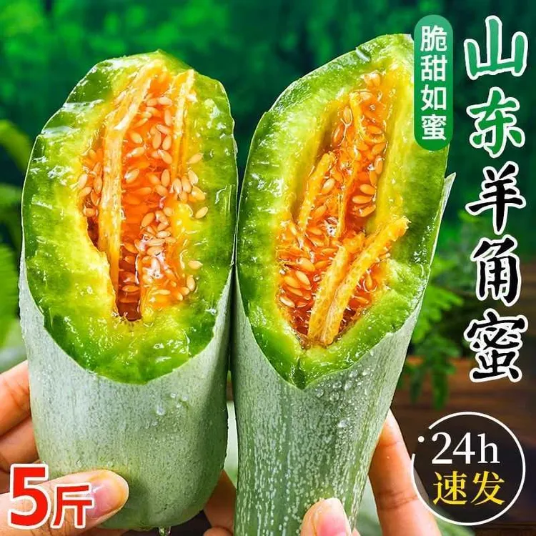 【脆甜多汁】山东头茬正宗羊角蜜新鲜采摘甜瓜蜜瓜香瓜5斤坏果包赔