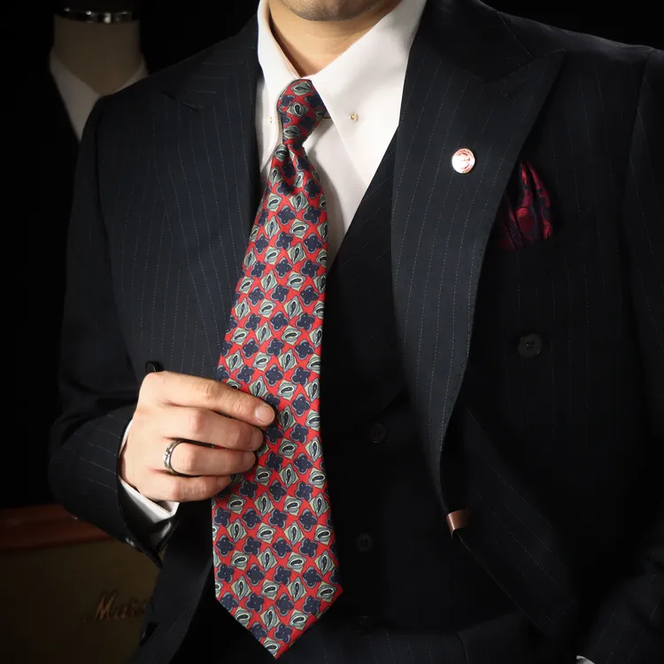 复古仿真丝手打领带男士红色古着9CM衬衫宽版箭头型新郎结婚礼盒