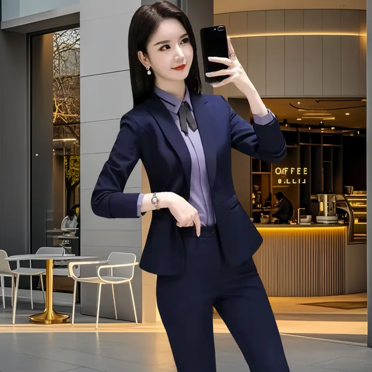 长袖西装外套女春秋气质职业装小个子面试正装酒店西服外套工作服
