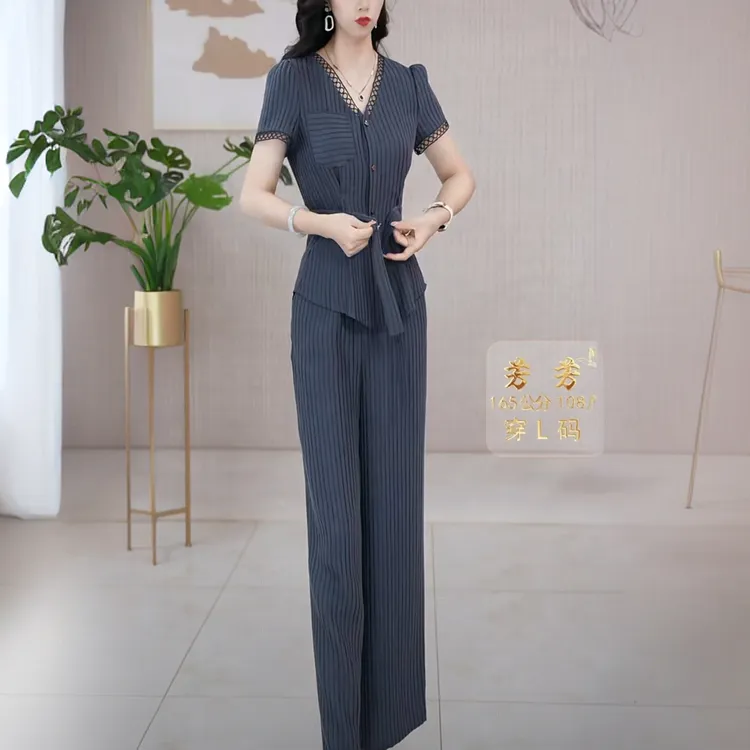 高级双绉丝高端贵气新中式国风俩件套2025夏季新款时尚减龄套装女