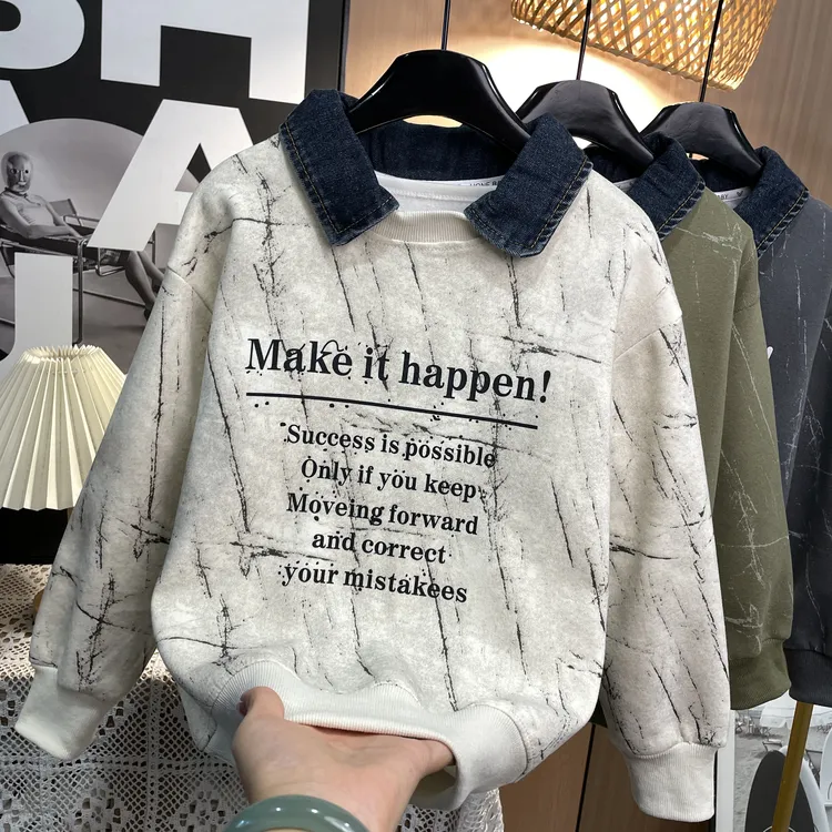 潮流酷帅~秋季男童新款韩版帅气休闲百搭圆领套头卫衣10358