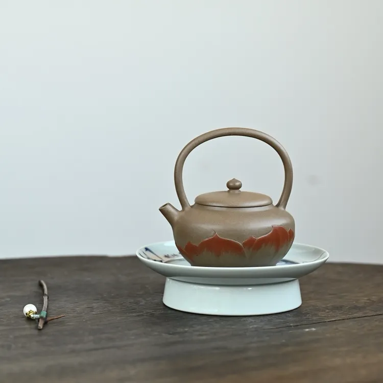 宜兴紫砂壶梵莲提梁·全手工容量230cc 一厂原矿段泥禅意紫砂茶具