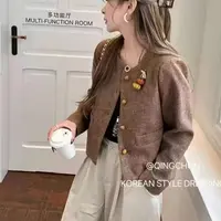 【新款+运费险】卡其色小香风女秋季开襟洋气设计师韩版短外套SG809