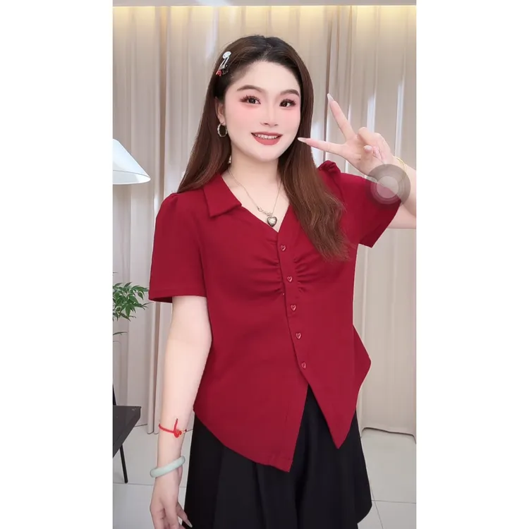 法式设计感爱心纽扣气质百搭短袖T恤女2025夏季新款遮肉显瘦上衣