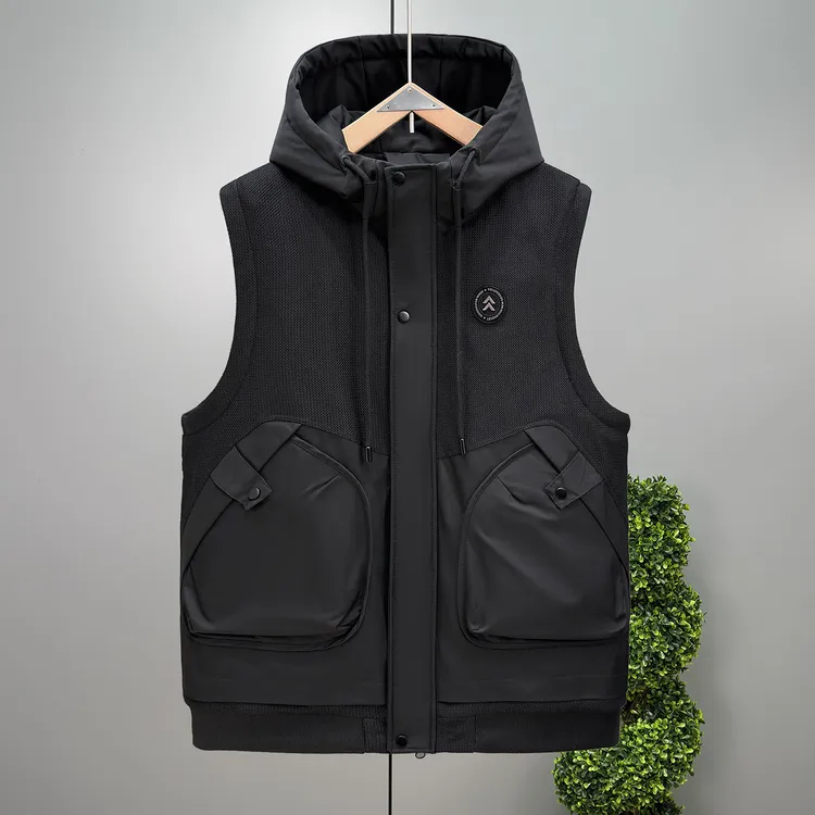 纯色大码连帽背心男士保暖马甲加肥加大拉链基础大众YDJJ-2585