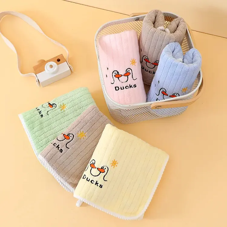 儿童珊瑚绒小毛巾柔软吸水不掉毛口水巾洗脸洗澡