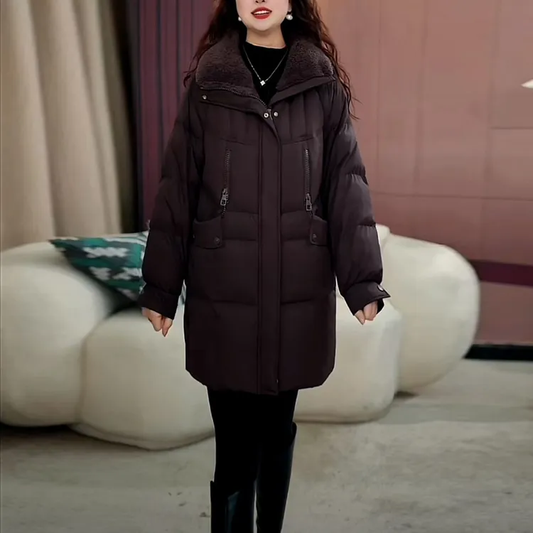 气质五防免洗加厚大码羽绒服2025冬季新款宽松遮肉中长款鸭绒外套