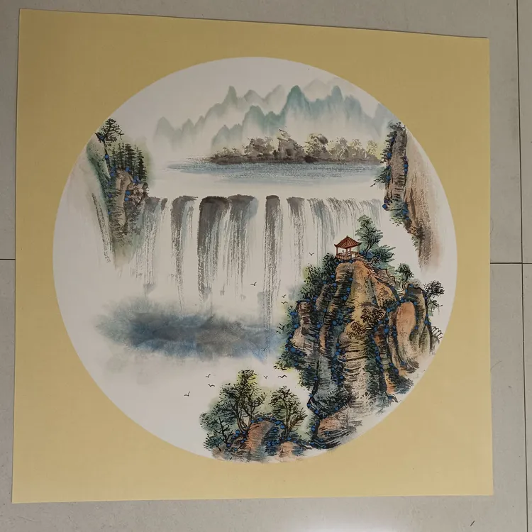 国画山水、直播现场手绘