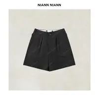  NiannNiann 新款小众女装美式复古休闲收腰羊毛混纺四分裤15857