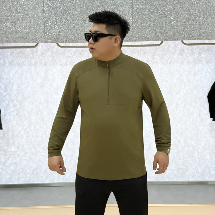 大码男装 秋季半拉链  百搭纯色打底衫5235