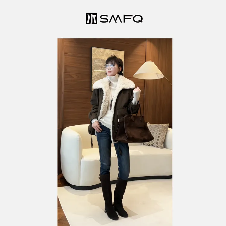 水木夫妻 “探险家”羊毛大翻领白鸭绒老钱风保暖羽绒服外套