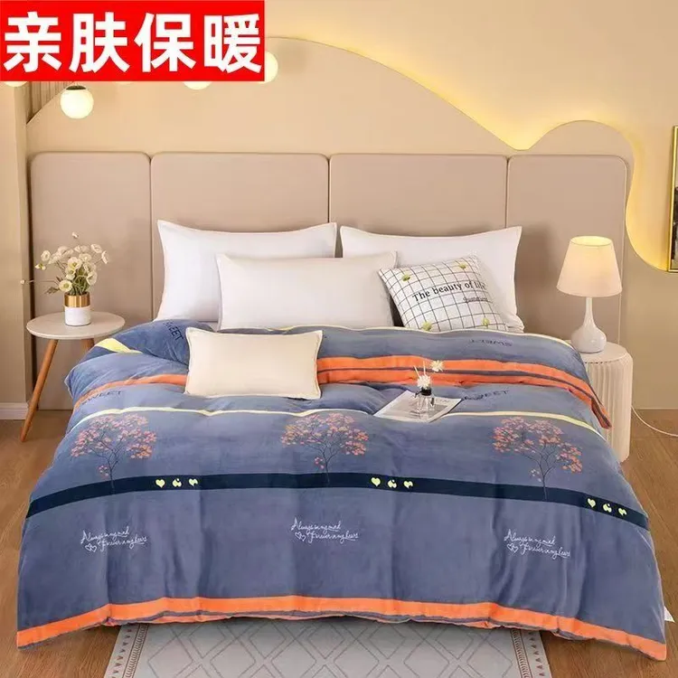 冬季加厚牛奶绒被套单双人双面牛奶绒被罩学生宿舍抗静电加绒被套