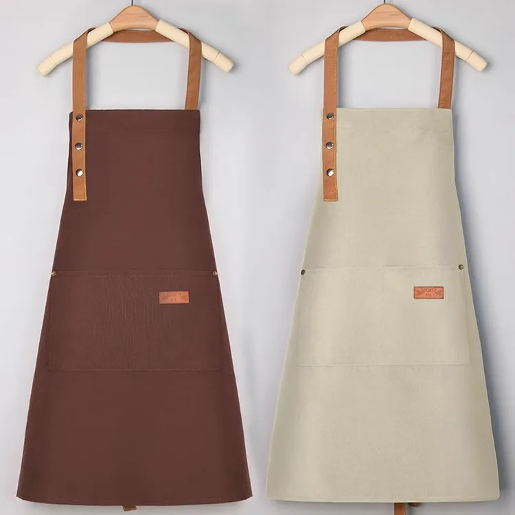 简约有质感帆布围裙家用做饭围裙厨房专用防水耐脏