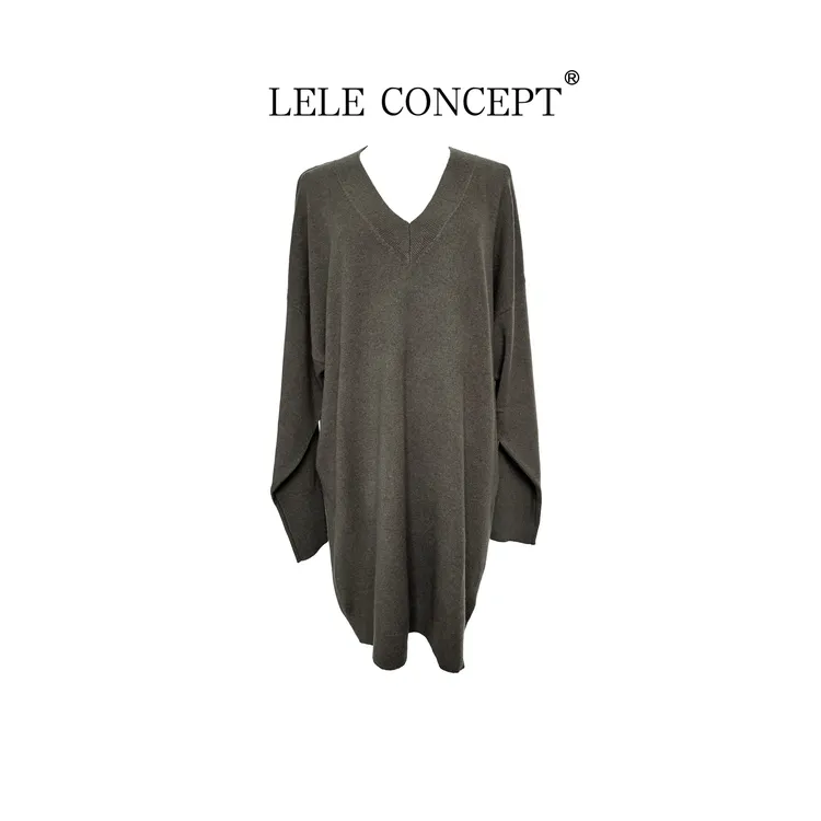 LELE CONCEPT丨「美超」都市休闲V领针织裙FL25D0217Y