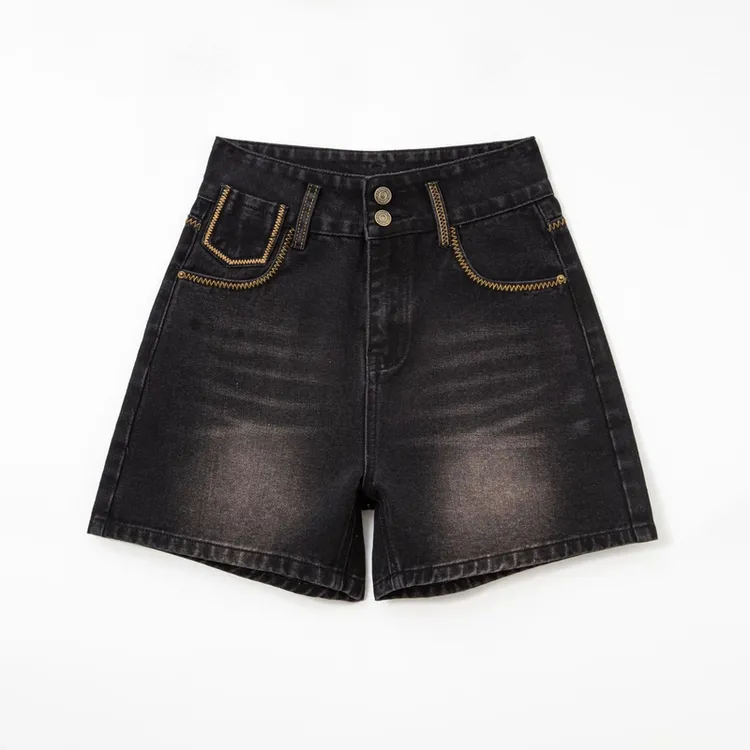 四分裤高腰短裤牛仔薄款宽松大码显瘦时尚百搭女士阔腿裤小个子5