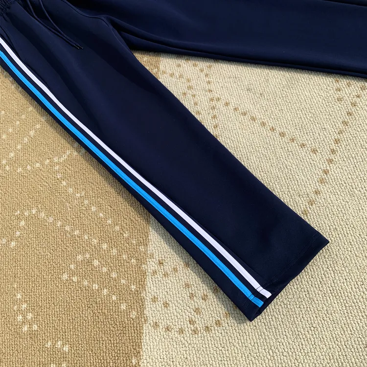 全国通用白蓝条校服裤子高中初中小学生深蓝色直筒运动校裤